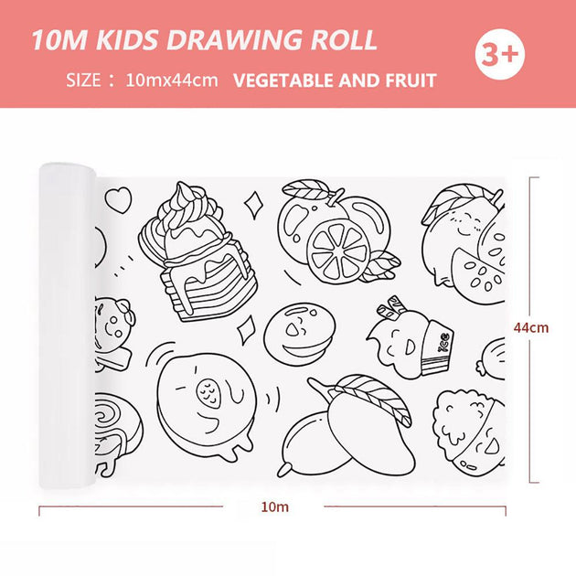 44cm*10m Kids Drawing Roll Color Filling Paper Graffiti Scroll Coloring Paper Toy(Style 01:2 themes) Products On Sale Australia | Baby & Kids > Baby & Kids Others Category