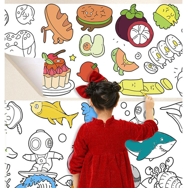 44cm*10m Kids Drawing Roll Color Filling Paper Graffiti Scroll Coloring Paper Toy(Style 01:2 themes) Products On Sale Australia | Baby & Kids > Baby & Kids Others Category