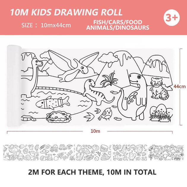 Buy 44cm*10m Kids Drawing Roll Color Filling Paper Graffiti Scroll Coloring Paper Toy(Style 02:5 themes) | Products On Sale Australia