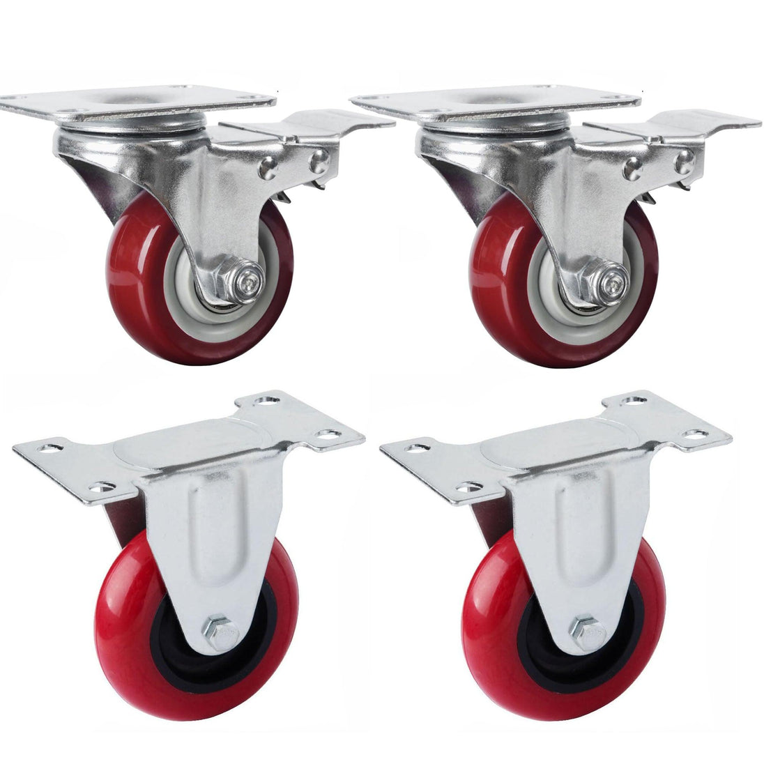 Buy 4x 3 inch Heavy Duty 2x Fixed + 2x Swivel Casters Load 300kg Castor Caster Wheels Swivel Casters with Brakes discounted | Products On Sale Australia