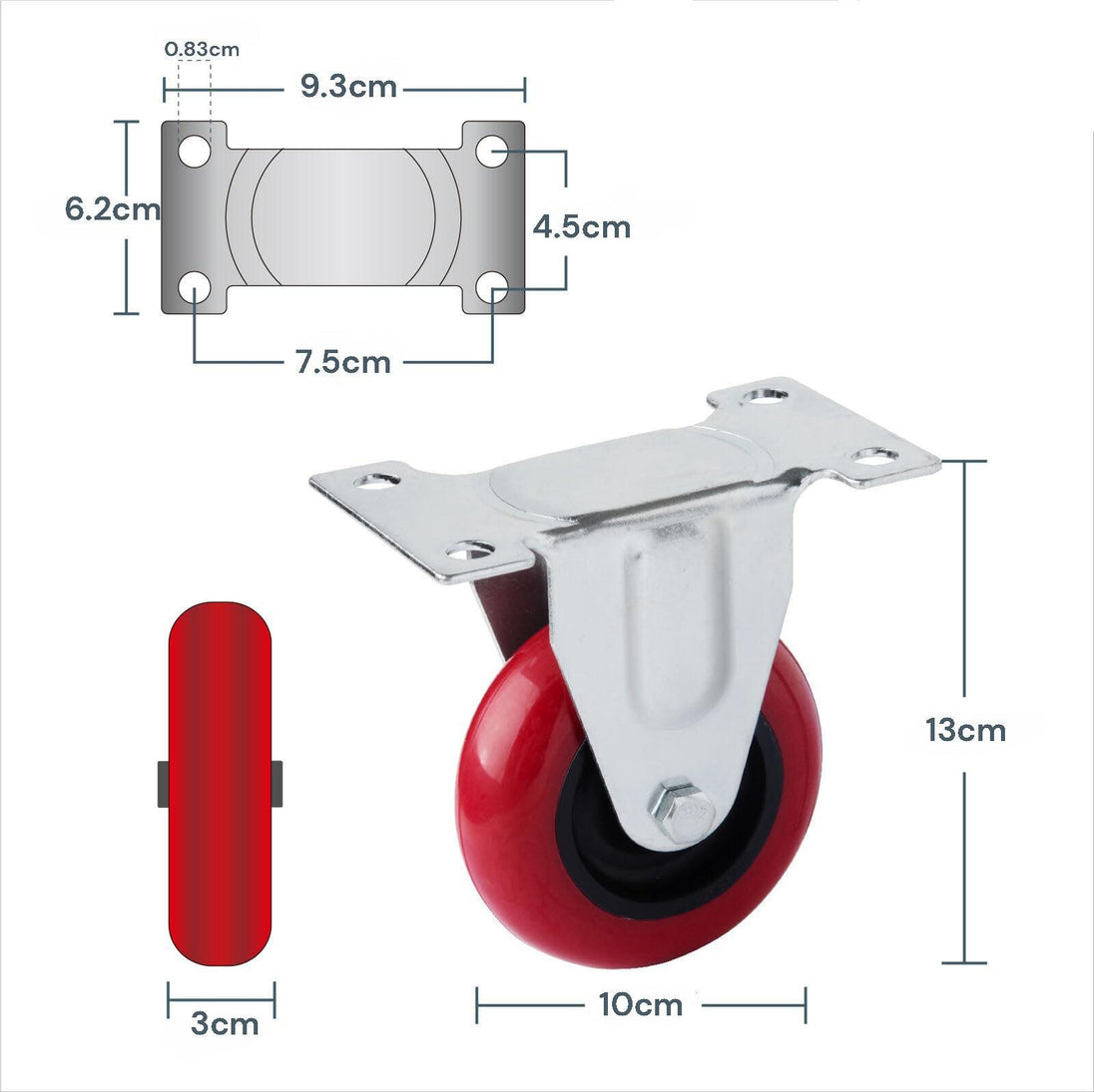 Buy 4x 4 inch Heavy Duty 2x Fixed + 2x Swivel Casters Load 520kg Lockable Castor Caster Wheels Swivel Casters with Brakes discounted | Products On Sale Australia