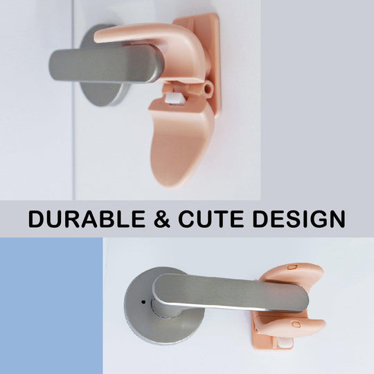 Buy 4X Door Lever Lock Pet Child Proof Adhesive Kid Safety Handle Lock APRICOT PINK discounted | Products On Sale Australia