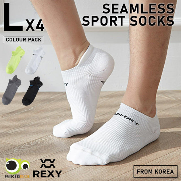 4X Rexy Seamless Sport Sneakers Socks Large Non-Slip Heel Tab MULTI COLOUR Products On Sale Australia | Men's Fashion > Socks Category