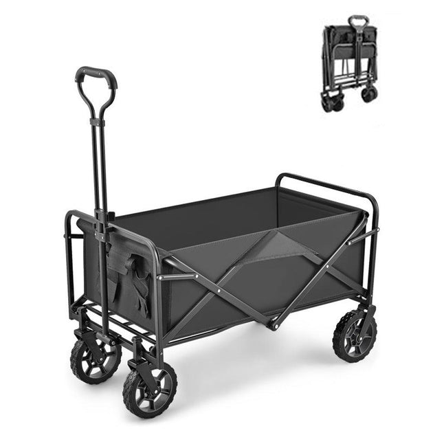 Buy 5 Inch Wheel Black Folding Beach Wagon Cart Trolley Garden Outdoor Picnic Camping Sports Market Collapsible Shop discounted | Products On Sale Australia