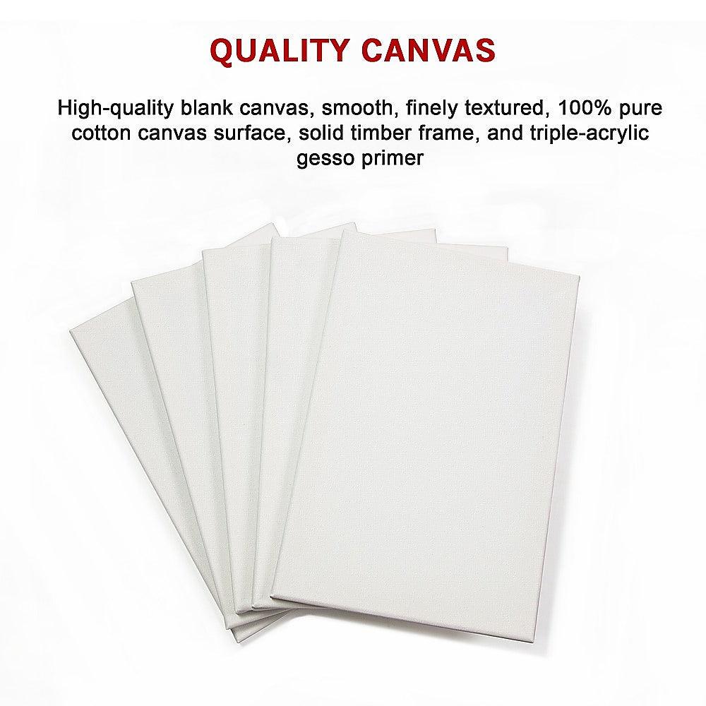 Buy 5 pack of 20x30cm Artist Blank Stretched Canvas Canvases Art Large White Range Oil Acrylic Wood discounted | Products On Sale Australia