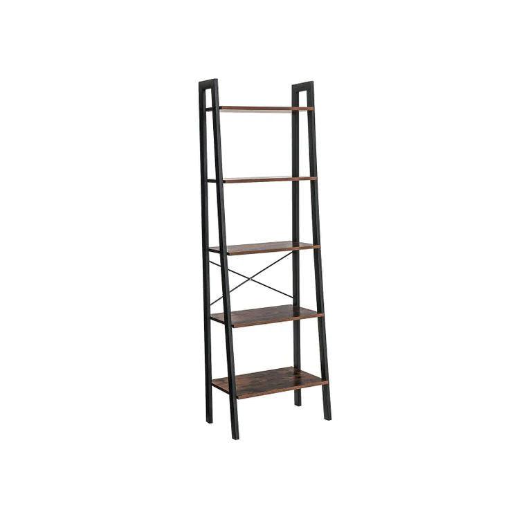 Buy 5 Tiers A-shaped Ladder Storage Shelf, Rustic, Brown discounted | Products On Sale Australia