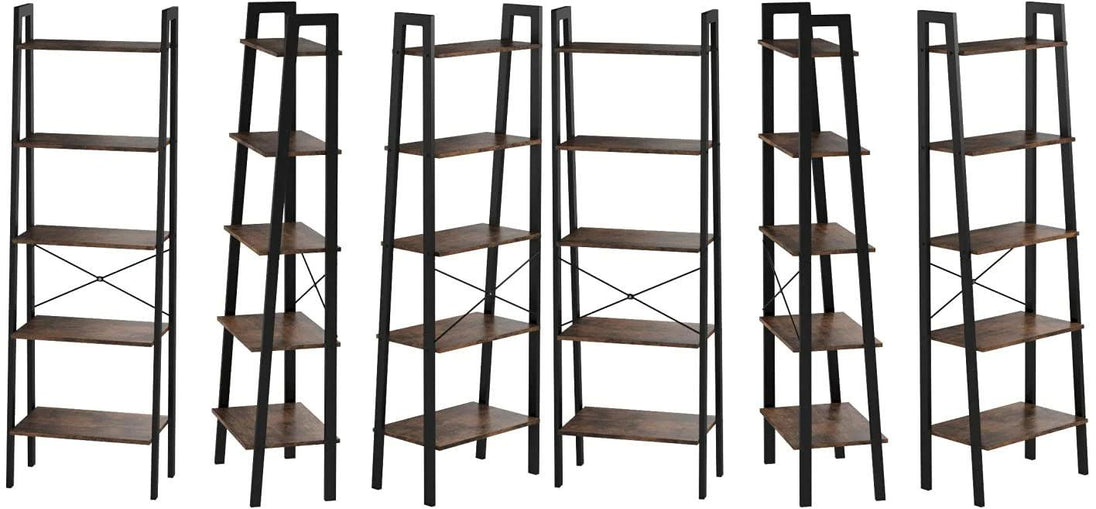 Buy 5 Tiers A-shaped Ladder Storage Shelf, Rustic, Brown discounted | Products On Sale Australia