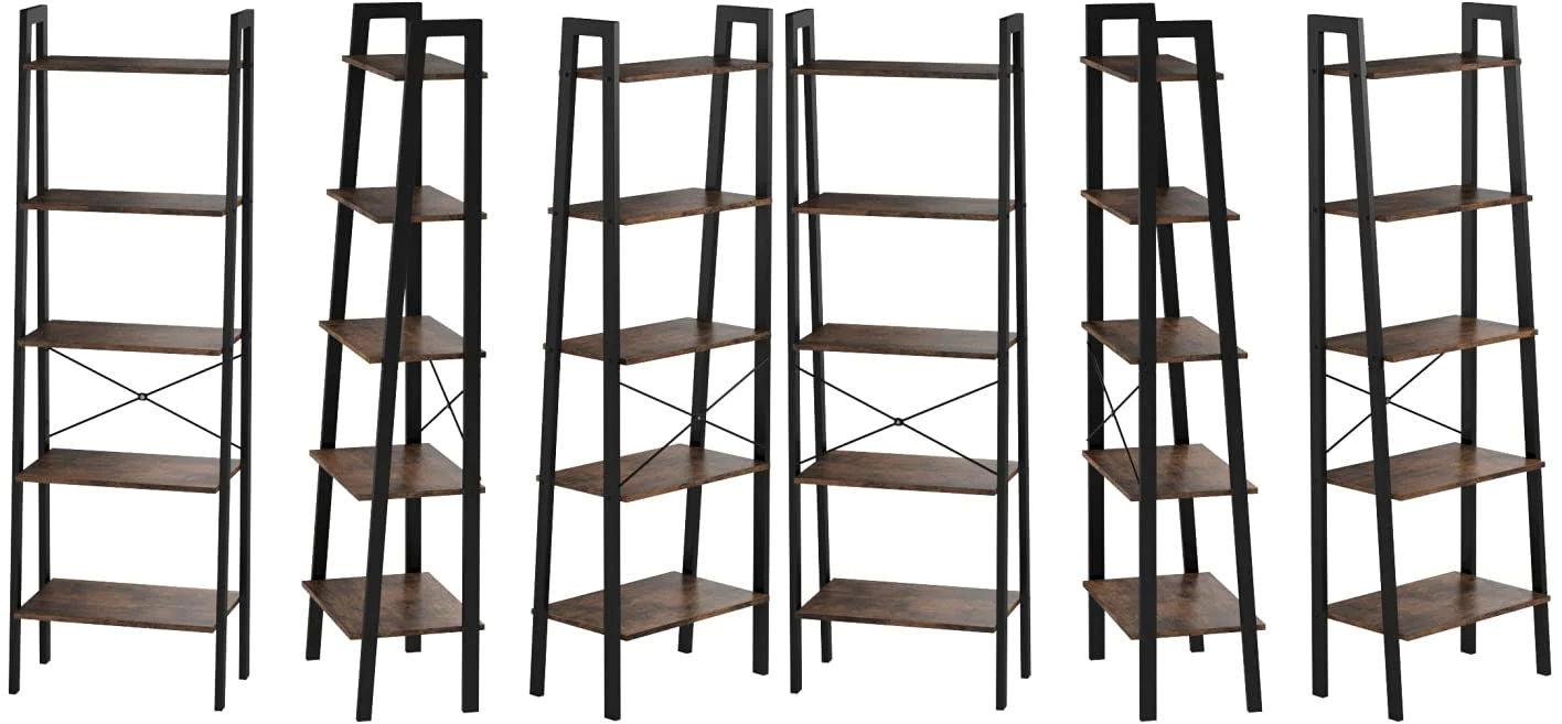 Buy 5 Tiers A-shaped Ladder Storage Shelf, Rustic, Brown discounted | Products On Sale Australia