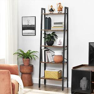 Buy 5 Tiers A-shaped Ladder Storage Shelf, Rustic, Brown discounted | Products On Sale Australia