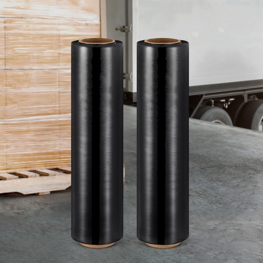 Buy 500mm x 400m Stretch Film Pallet Shrink Wrap 2 Rolls Package Use Plastic Black discounted | Products On Sale Australia