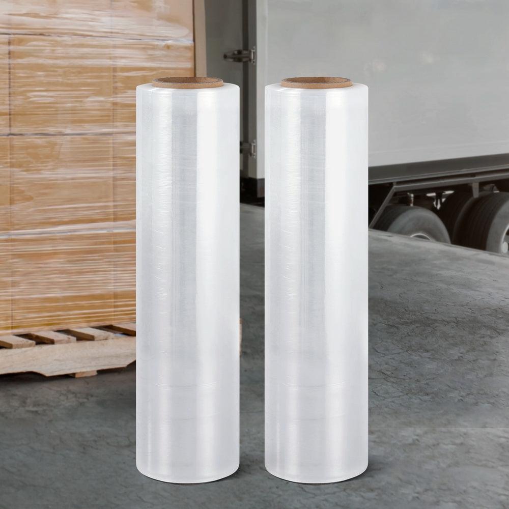 Buy 500mm x 400m Stretch Film Pallet Shrink Wrap 2 Rolls Package Use Plastic Clear discounted | Products On Sale Australia