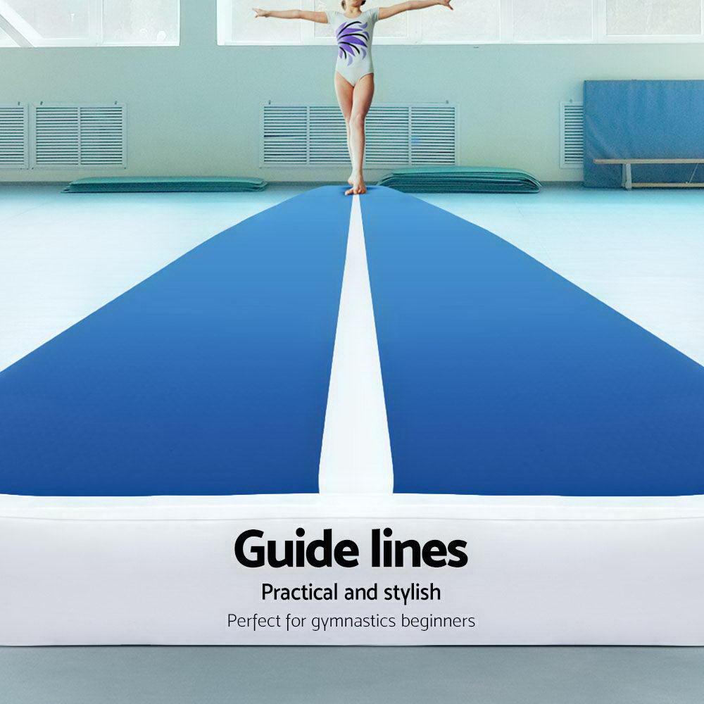 Buy 5m x 1m Inflatable Air Track Mat 20cm Thick Gymnastic Tumbling Blue And White discounted | Products On Sale Australia