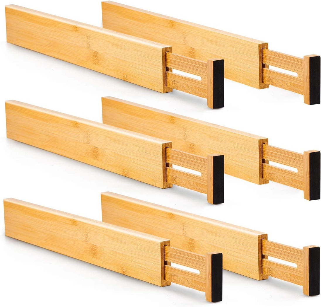 Buy 6 Pack Bamboo Adjustable Kitchen Drawer Dividers (Large, 44-55 cm) discounted | Products On Sale Australia