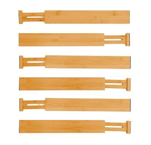 Buy 6 Pack Bamboo Adjustable Kitchen Drawer Dividers (Large, 44-55 cm) discounted | Products On Sale Australia