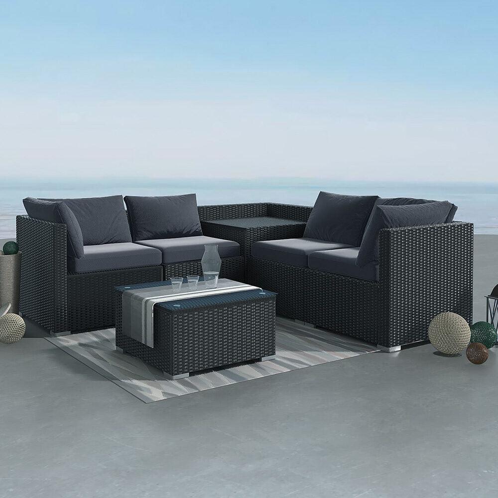 Buy 6PCS Outdoor Modular Lounge Sofa Coogee-Black discounted | Products On Sale Australia