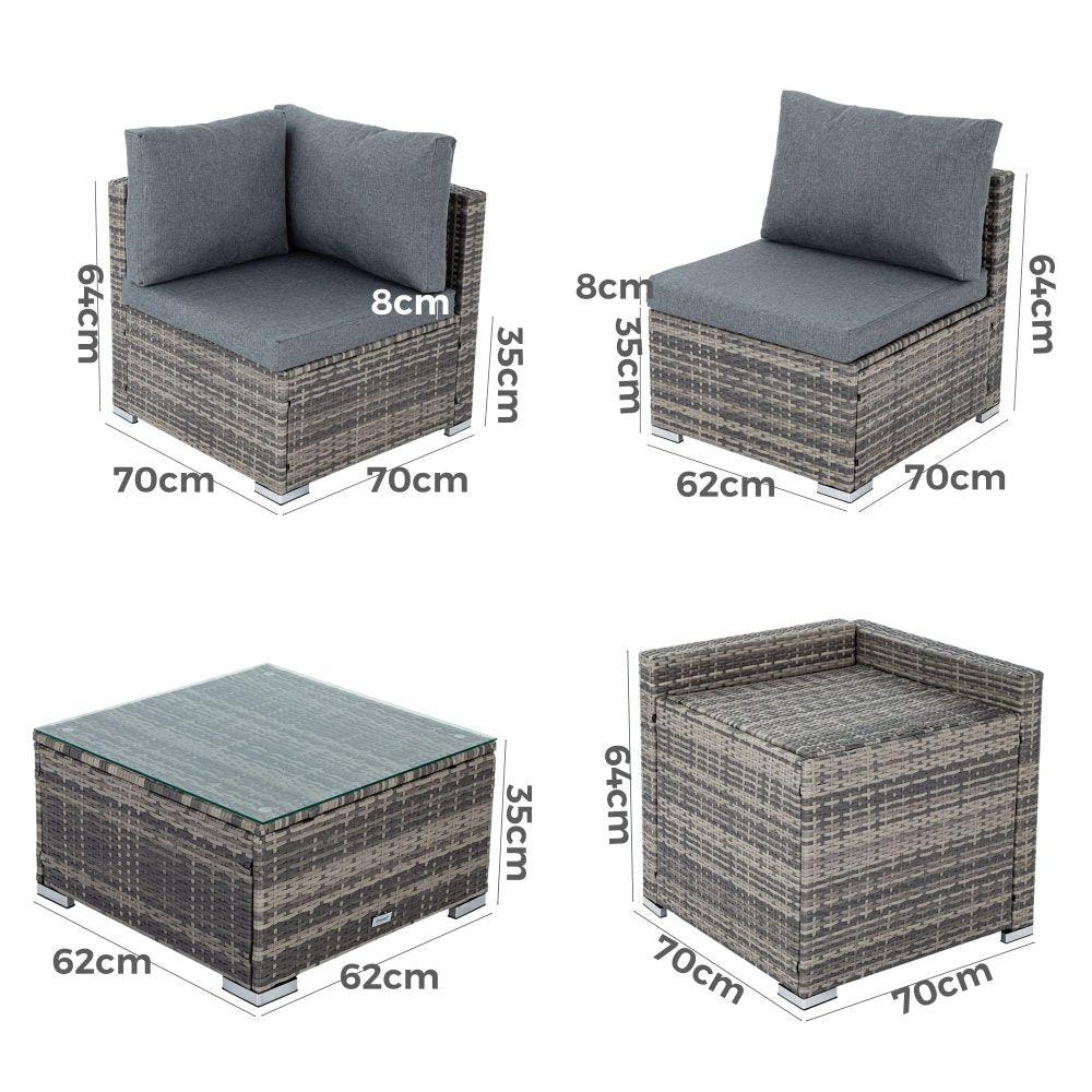 Buy 6PCS Outdoor Modular Lounge Sofa Coogee-Black discounted | Products On Sale Australia