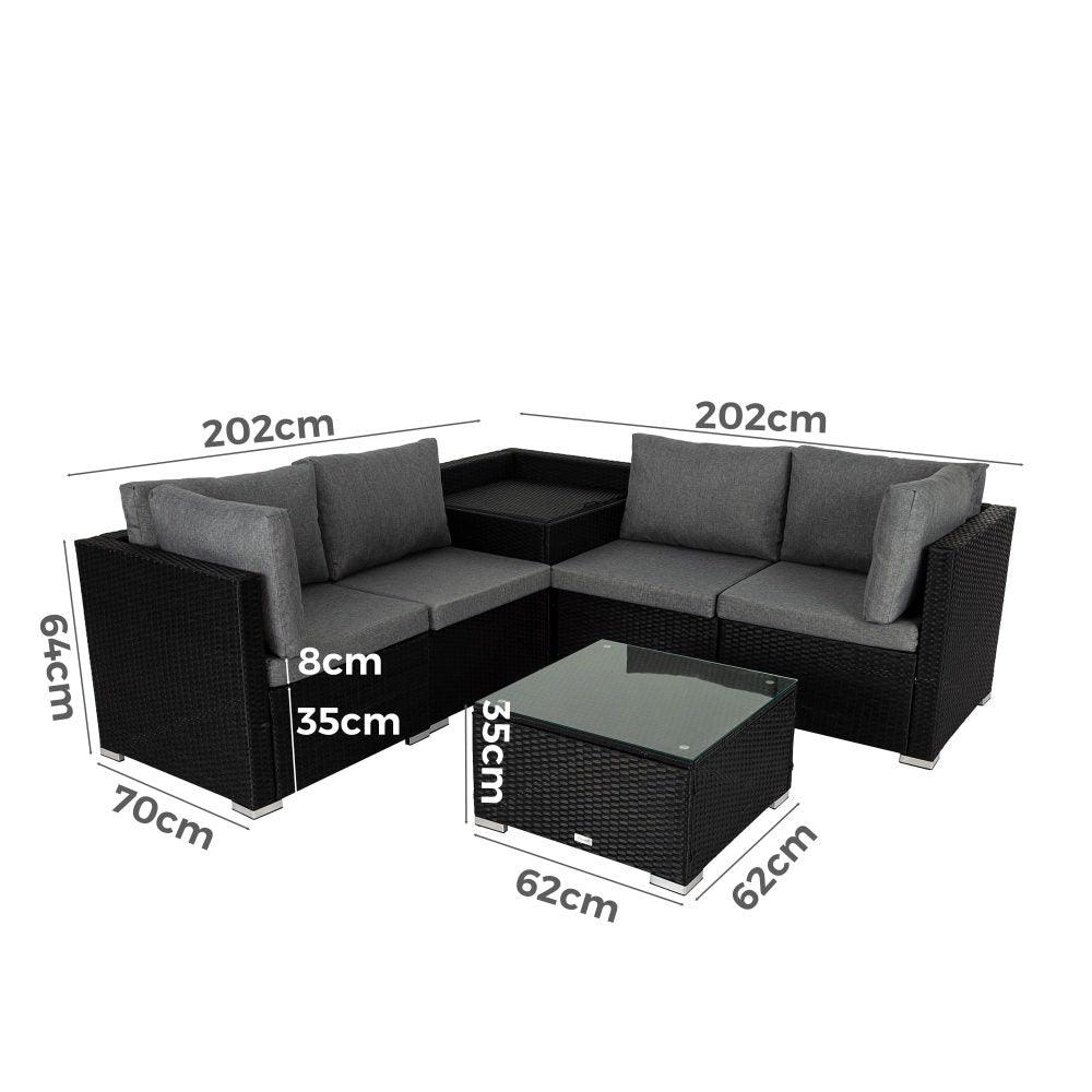 Buy 6PCS Outdoor Modular Lounge Sofa Coogee-Black discounted | Products On Sale Australia