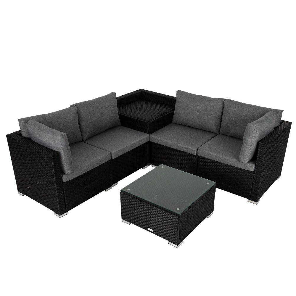 Buy 6PCS Outdoor Modular Lounge Sofa Coogee-Black discounted | Products On Sale Australia