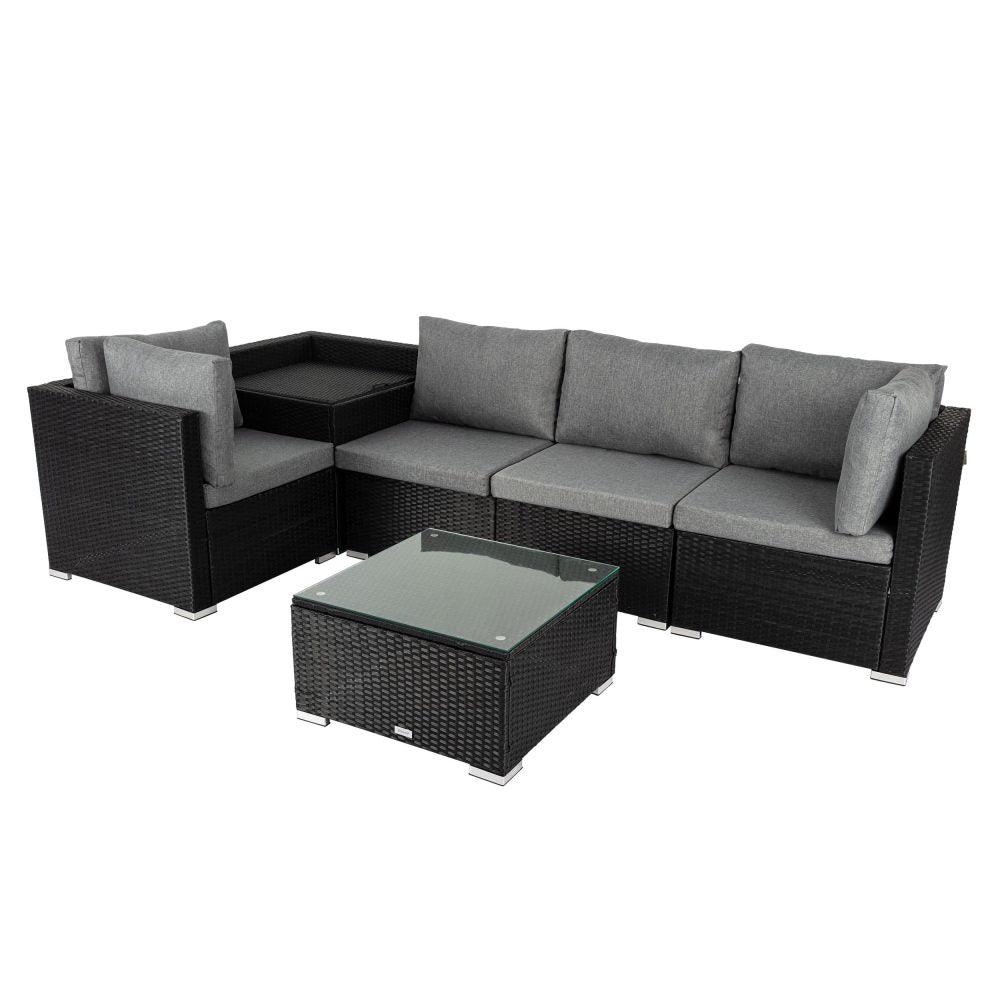 Buy 6PCS Outdoor Modular Lounge Sofa Coogee-Black discounted | Products On Sale Australia