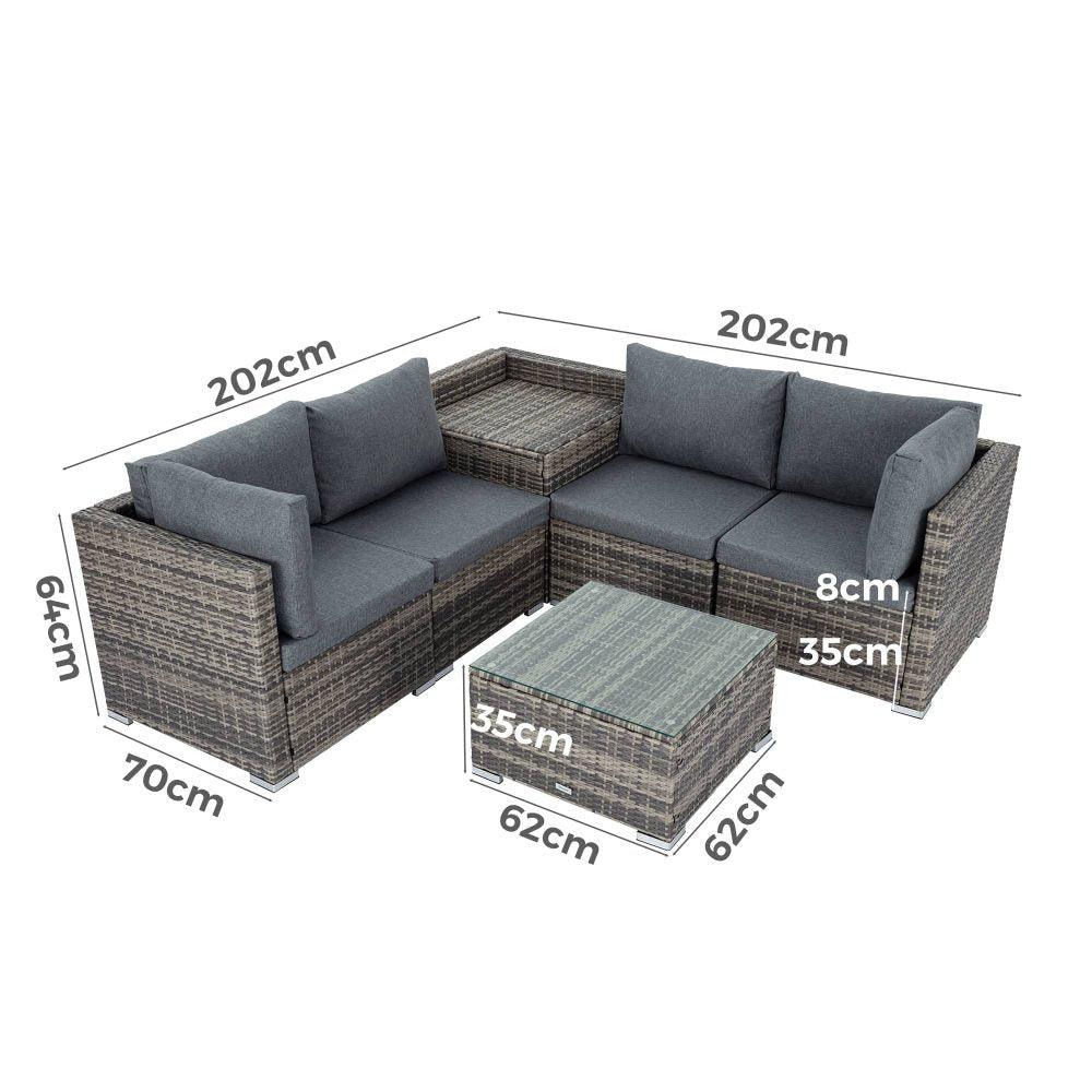 Buy 6PCS Outdoor Modular Lounge Sofa Coogee-Grey discounted | Products On Sale Australia