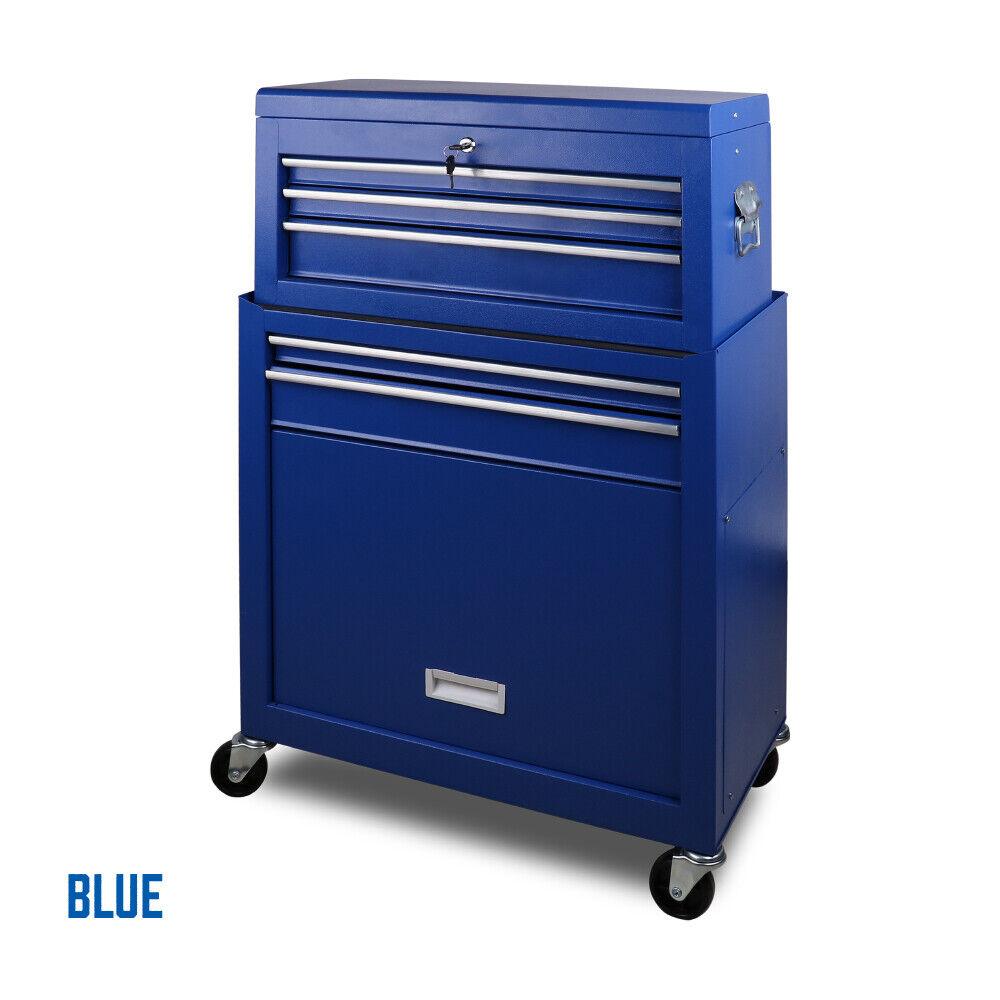 Buy 7 Drawer Tool Box Chest Cabinet Trolley Toolbox Garage Storage Lockable Blue discounted | Products On Sale Australia