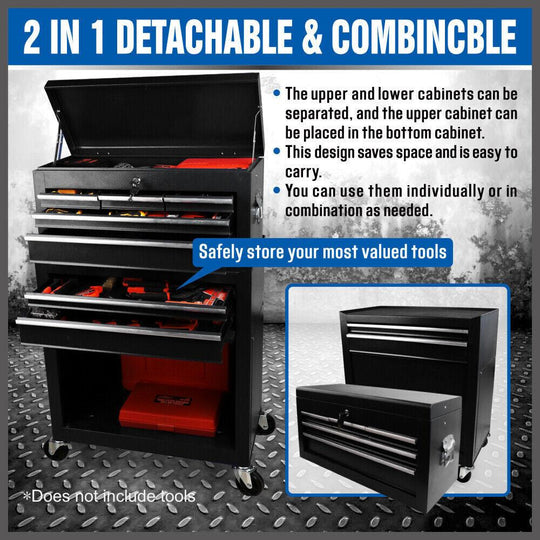 Buy 7 Drawer Tool Box Chest Cabinet Trolley Toolbox Garage Storage Lockable Blue discounted | Products On Sale Australia