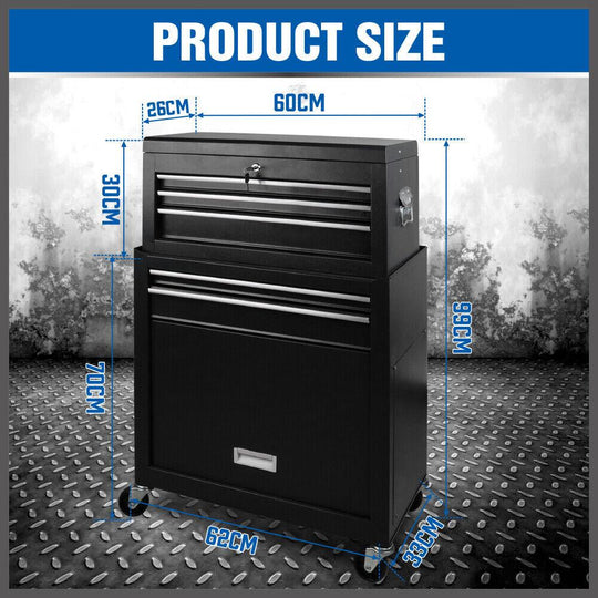 Buy 7 Drawer Tool Box Chest Cabinet Trolley Toolbox Garage Storage Lockable Blue discounted | Products On Sale Australia