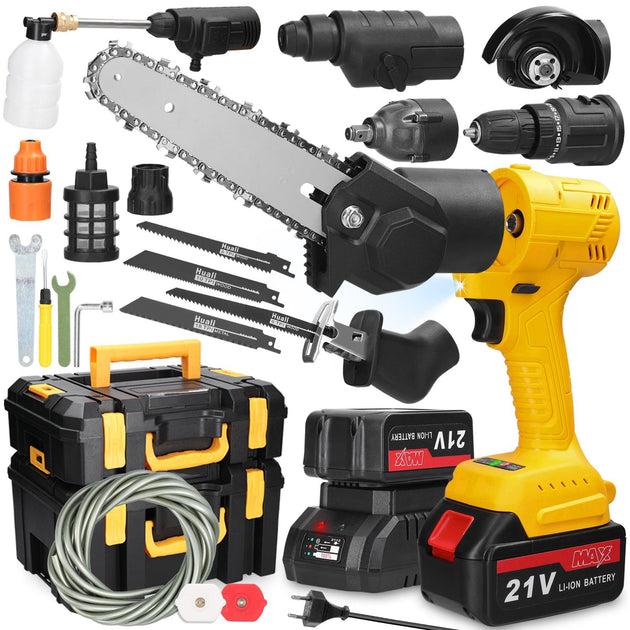 Buy 7in1 Multi-function Rechargeable Li-ion Electric Machine Set Electric Hammer Drill Chainsaw Conversion Tool Set Power Tool Kit discounted | Products On Sale Australia