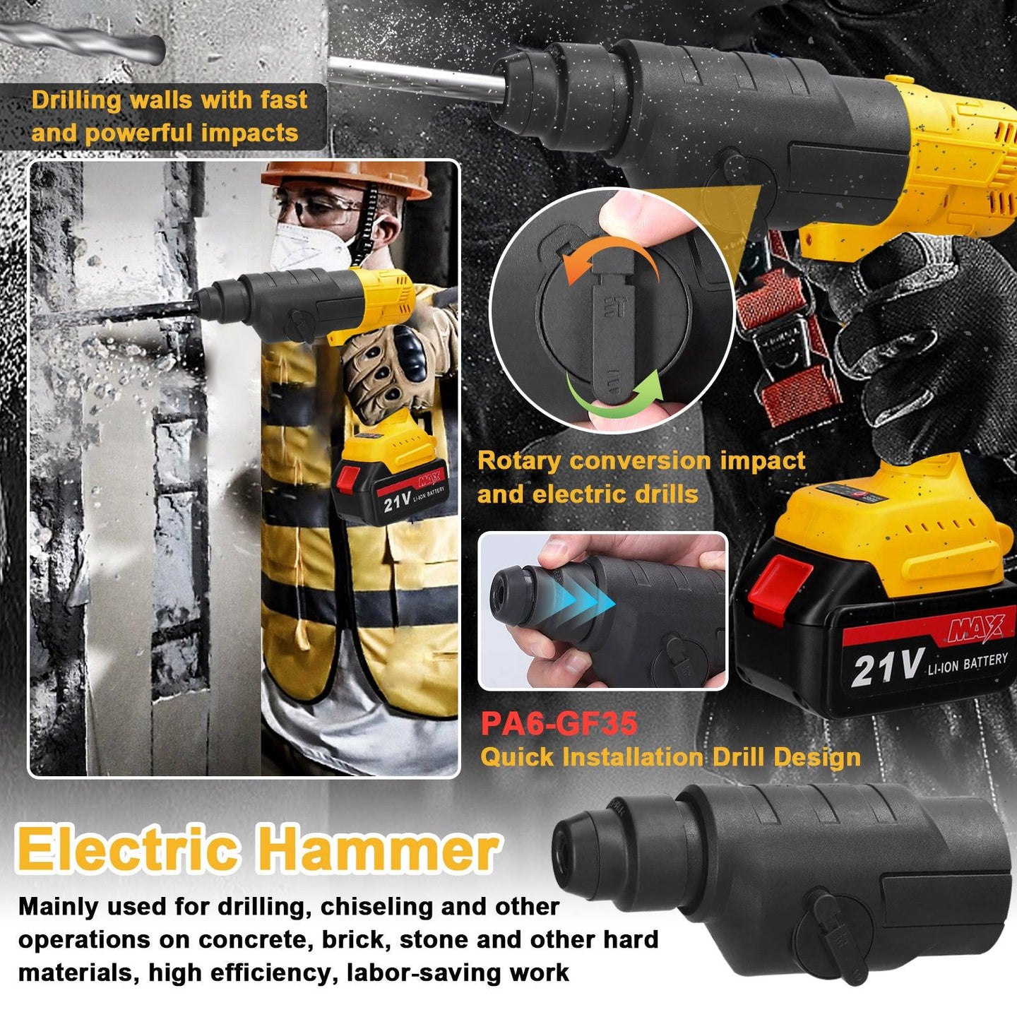 Buy 7in1 Multi-function Rechargeable Li-ion Electric Machine Set Electric Hammer Drill Chainsaw Conversion Tool Set Power Tool Kit discounted | Products On Sale Australia