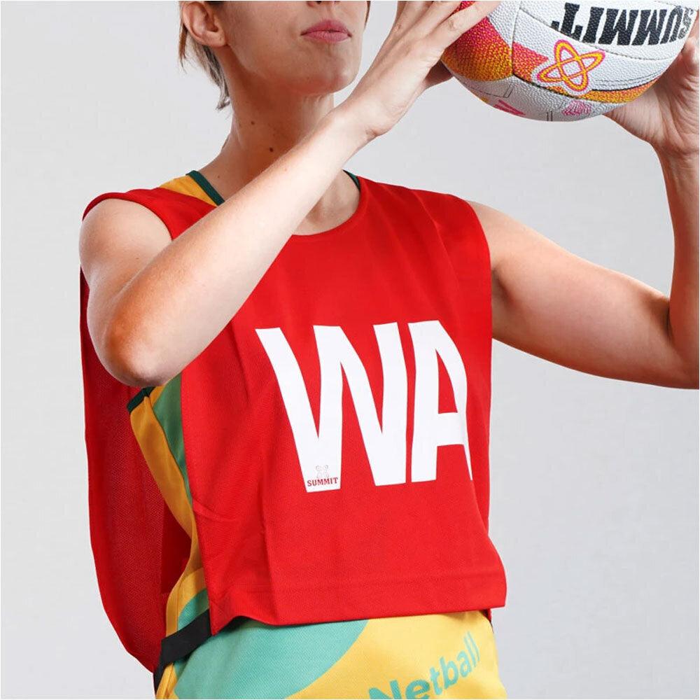 Buy 7pcs Set of Summit Netball Bibs Senior Team Pack Bulk Net Ball - Red Colour discounted | Products On Sale Australia