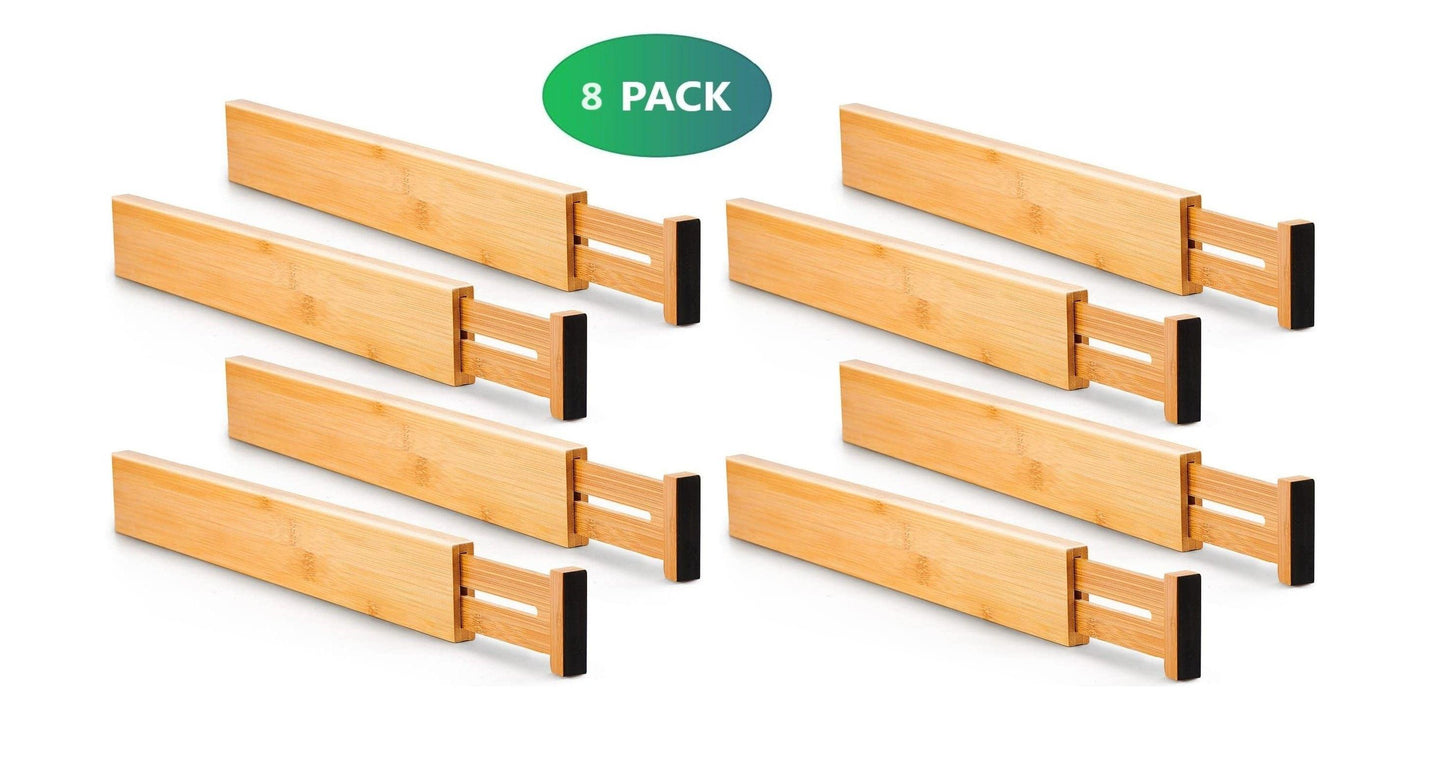 Buy 8 Pack Bamboo Adjustable Kitchen Drawer Dividers (Large, 44-55 cm) discounted | Products On Sale Australia