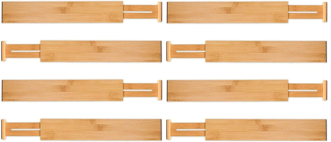 Buy 8 Pack Bamboo Adjustable Kitchen Drawer Dividers (Large, 44-55 cm) discounted | Products On Sale Australia