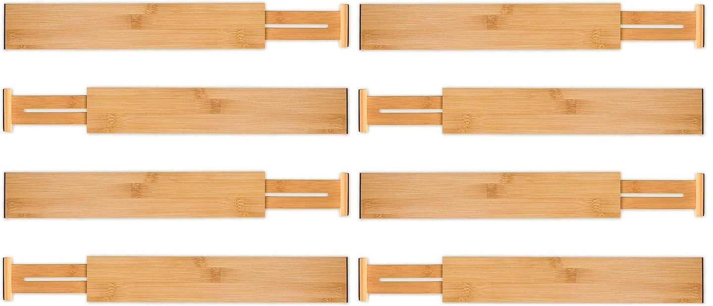 Buy 8 Pack Bamboo Adjustable Kitchen Drawer Dividers (Large, 44-55 cm) discounted | Products On Sale Australia