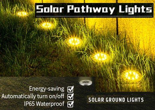 Buy 8 Pack LED Solar Pathway Lights Outdoor Solar Ground Lights (Warm White) discounted | Products On Sale Australia