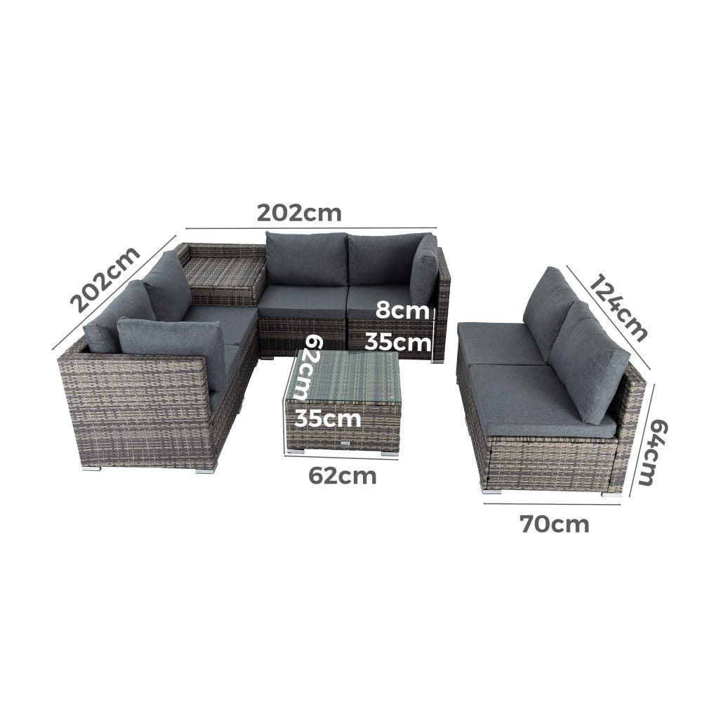 Buy 8PCS Outdoor Furniture Modular Lounge Sofa Lizard-Grey discounted | Products On Sale Australia