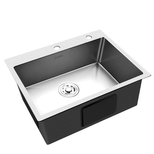 Buy Cefito 60cm x 45cm Stainless Steel Kitchen Sink Flush/Drop-in Mount Silver discounted | Products On Sale Australia