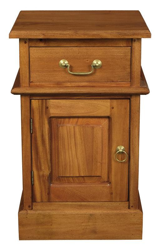 Buy Tasmania 1 Solid Door 1 Drawer Bedside (Light Pecan) discounted | Products On Sale Australia