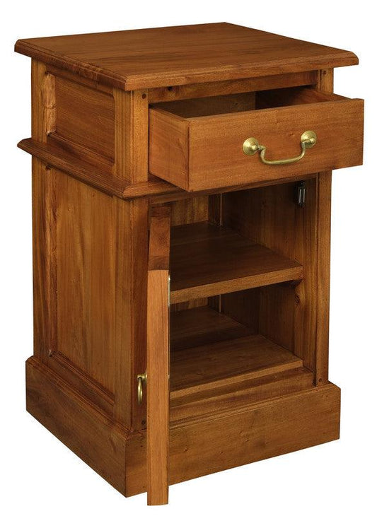 Buy Tasmania 1 Solid Door 1 Drawer Bedside (Light Pecan) discounted | Products On Sale Australia