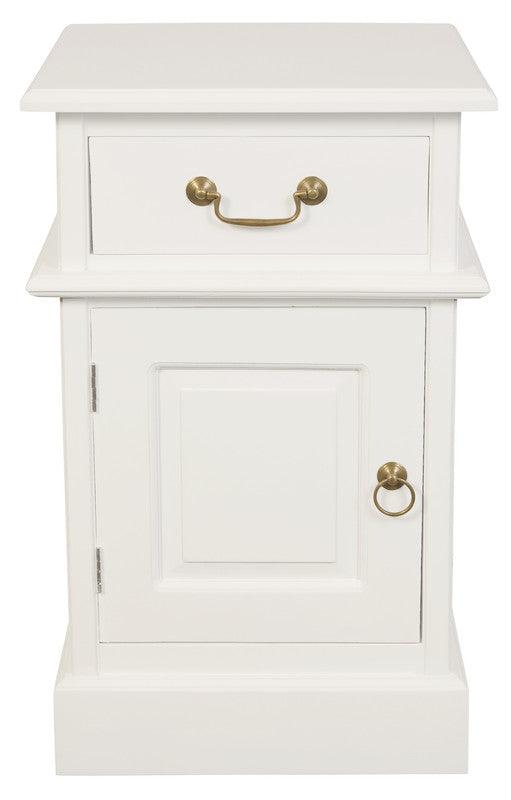 Buy Tasmania 1 Solid Door 1 Drawer Bedside (White) discounted | Products On Sale Australia