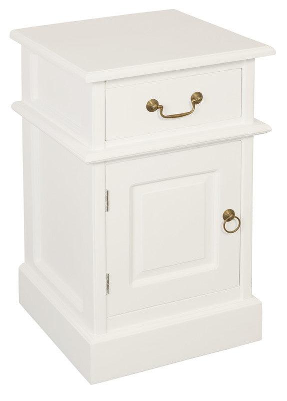 Buy Tasmania 1 Solid Door 1 Drawer Bedside (White) discounted | Products On Sale Australia