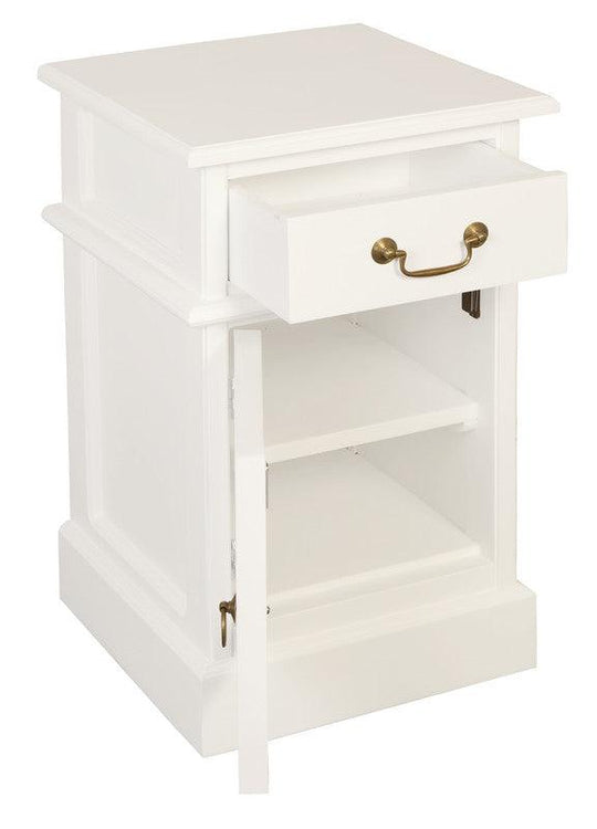 Buy Tasmania 1 Solid Door 1 Drawer Bedside (White) discounted | Products On Sale Australia