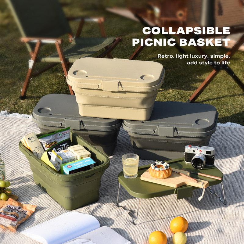 Buy 2IN1 Portable Folding Picnic Basket Tour Storage Baskets Outdoor Basket With Lid discounted | Products On Sale Australia