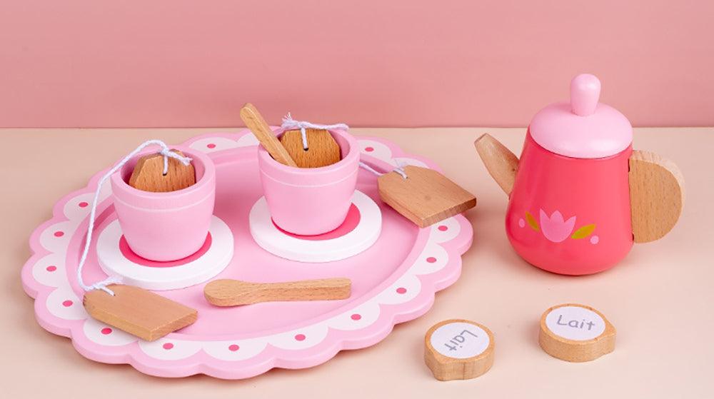 Buy Kids Wooden Kitchen Tea Set Pretend Play discounted | Products On Sale Australia