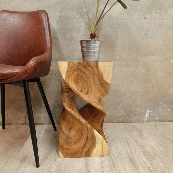 Buy The Twist Raintree Wood Side Table/Corner Table/Planet Stand Clear Finish | Products On Sale Australia