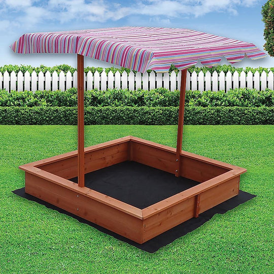 Buy Kids Wooden Toy Sandpit with Adjustable Canopy discounted | Products On Sale Australia