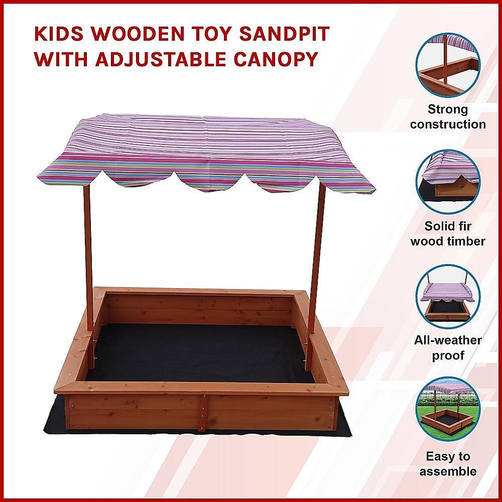 Buy Kids Wooden Toy Sandpit with Adjustable Canopy discounted | Products On Sale Australia