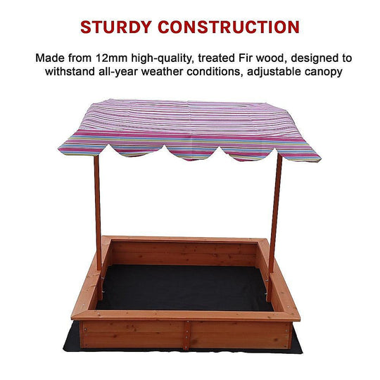 Buy Kids Wooden Toy Sandpit with Adjustable Canopy discounted | Products On Sale Australia