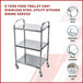 Buy 3 Tiers Food Trolley Cart Stainless Steel Utility Kitchen Dining Service discounted | Products On Sale Australia