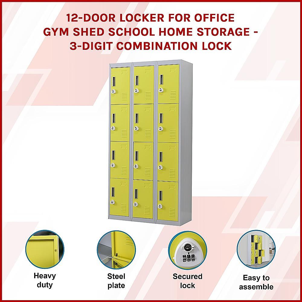 Buy 12-Door Locker for Office Gym Shed School Home Storage - 3-Digit Combination Lock discounted | Products On Sale Australia