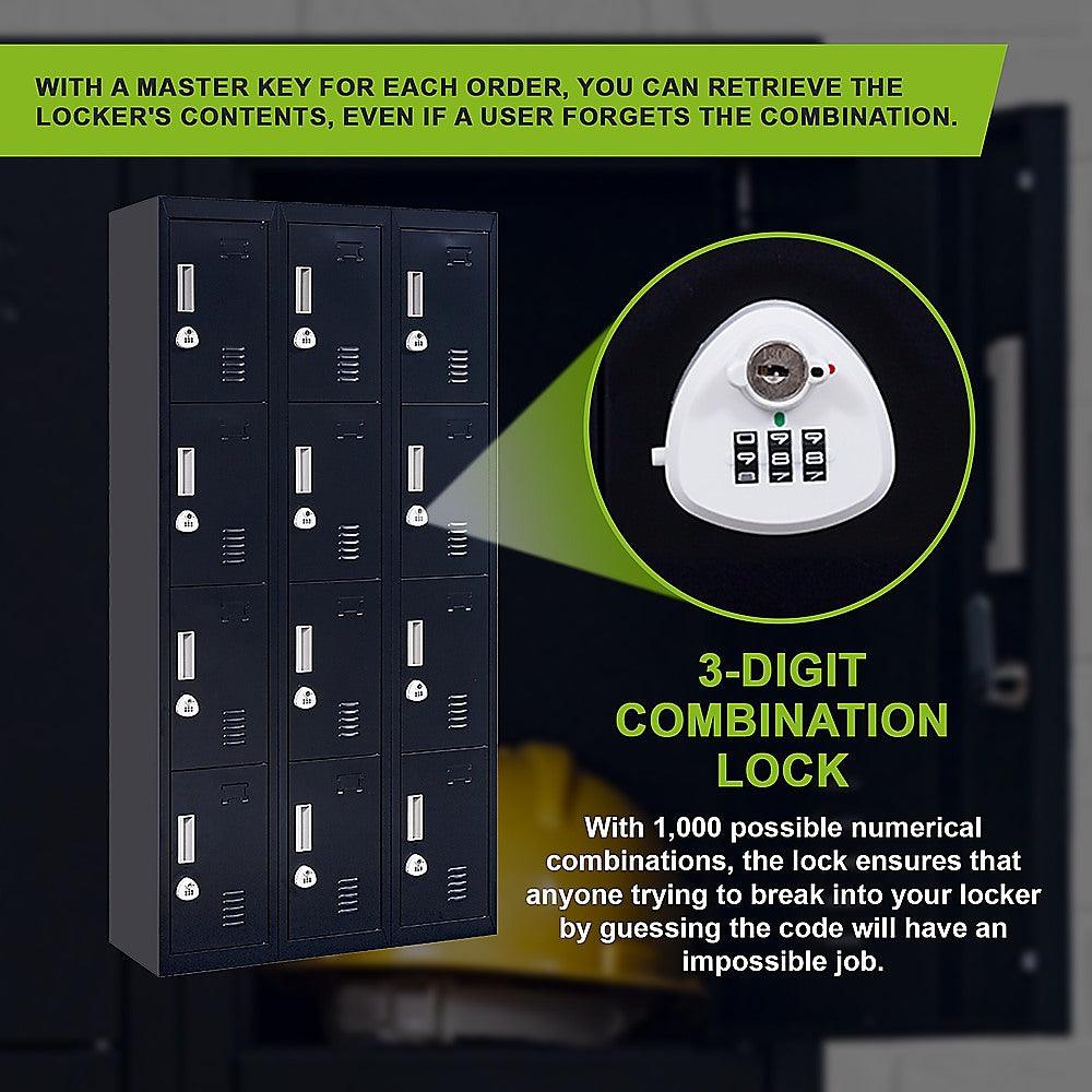 Buy 12-Door Locker for Office Gym Shed School Home Storage - 3-Digit Combination Lock | Products On Sale Australia